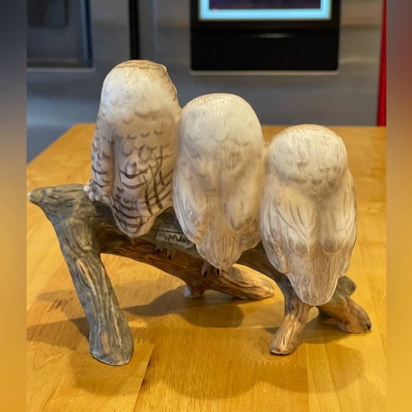 Vintage Owls Figurine Fred Aman Limited Edition 4 Sleepy Owls Branch Enesco - Picture 5 of 14